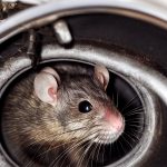 Large gray rat collects rat garbage in garbage dump